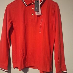 Tommy Hilfiger Red Long-Sleeve Polo with Contrast Trim